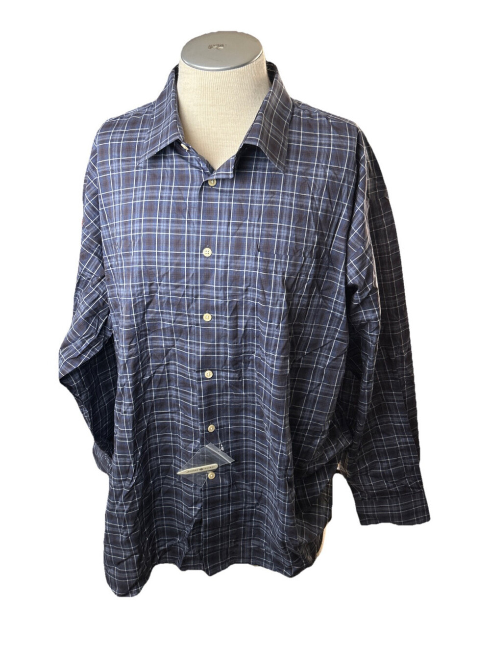 joseph abboud Mens Shirt 2X Cotton Plaid Long Sleeve